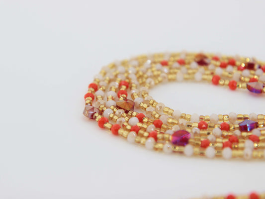 Heart Bead Two Crystal and Gold